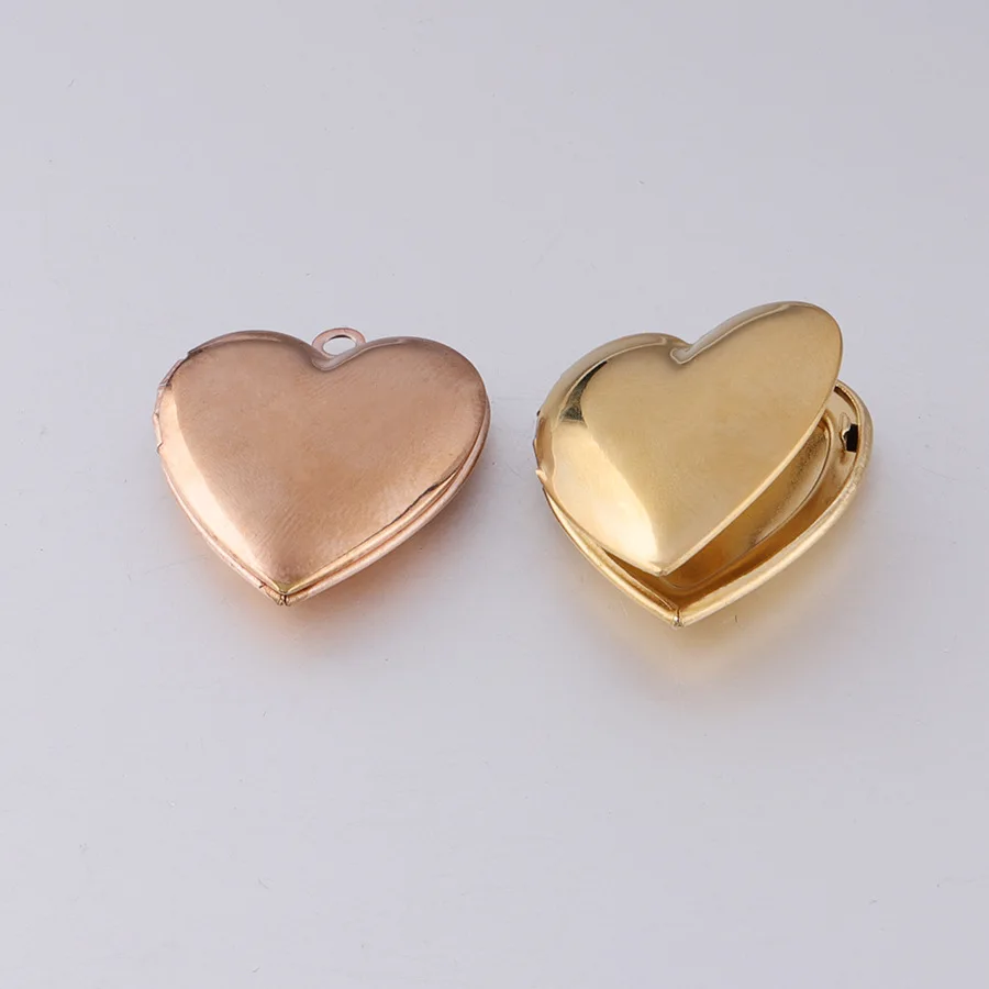 100% Stainless Steel Heart Photo Locket Pendant 25mm DIY Metal Photo Picture Locket Jewelry Finding 10Pcs