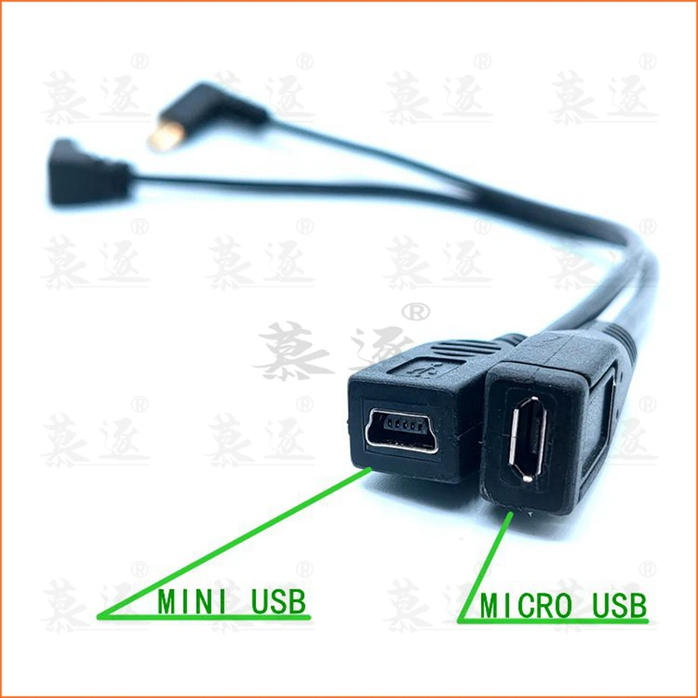 Cable de carga USB-C de ángulo derecho/izquierdo/arriba/abajo, Duttek USB 3,1 tipo C macho a Mini y micro USB (Mini B) Cable convertidor hembra