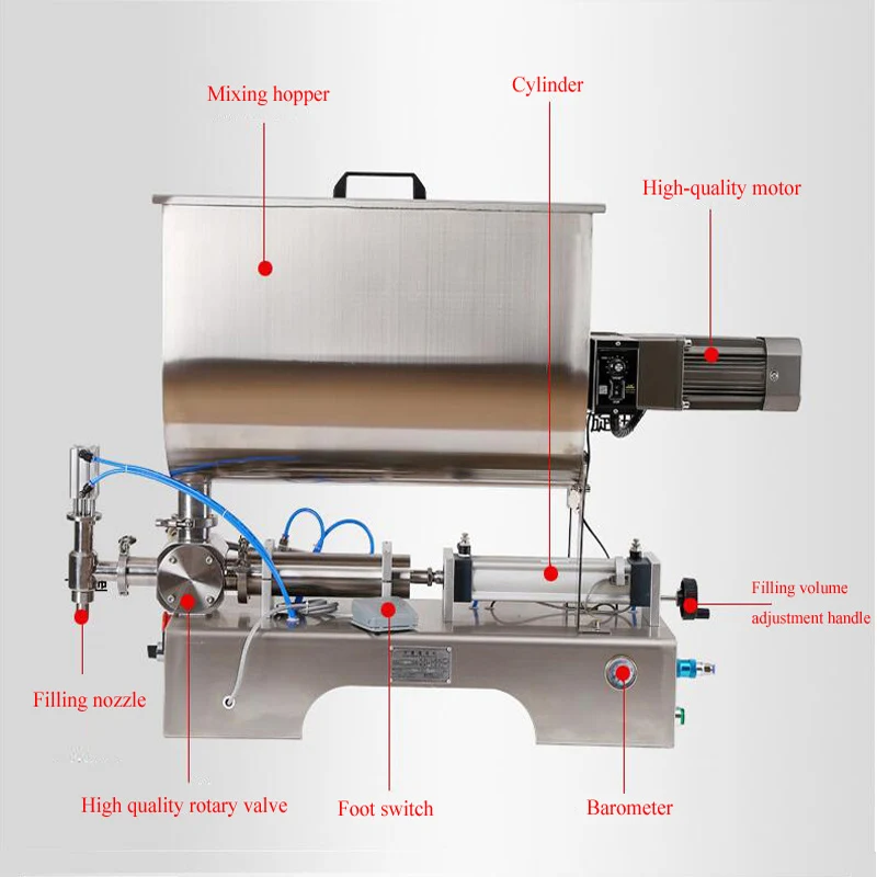 Horizontal filling machine for shampoo detergent peanut butter tomato sauce chili sauce mixing filling machine