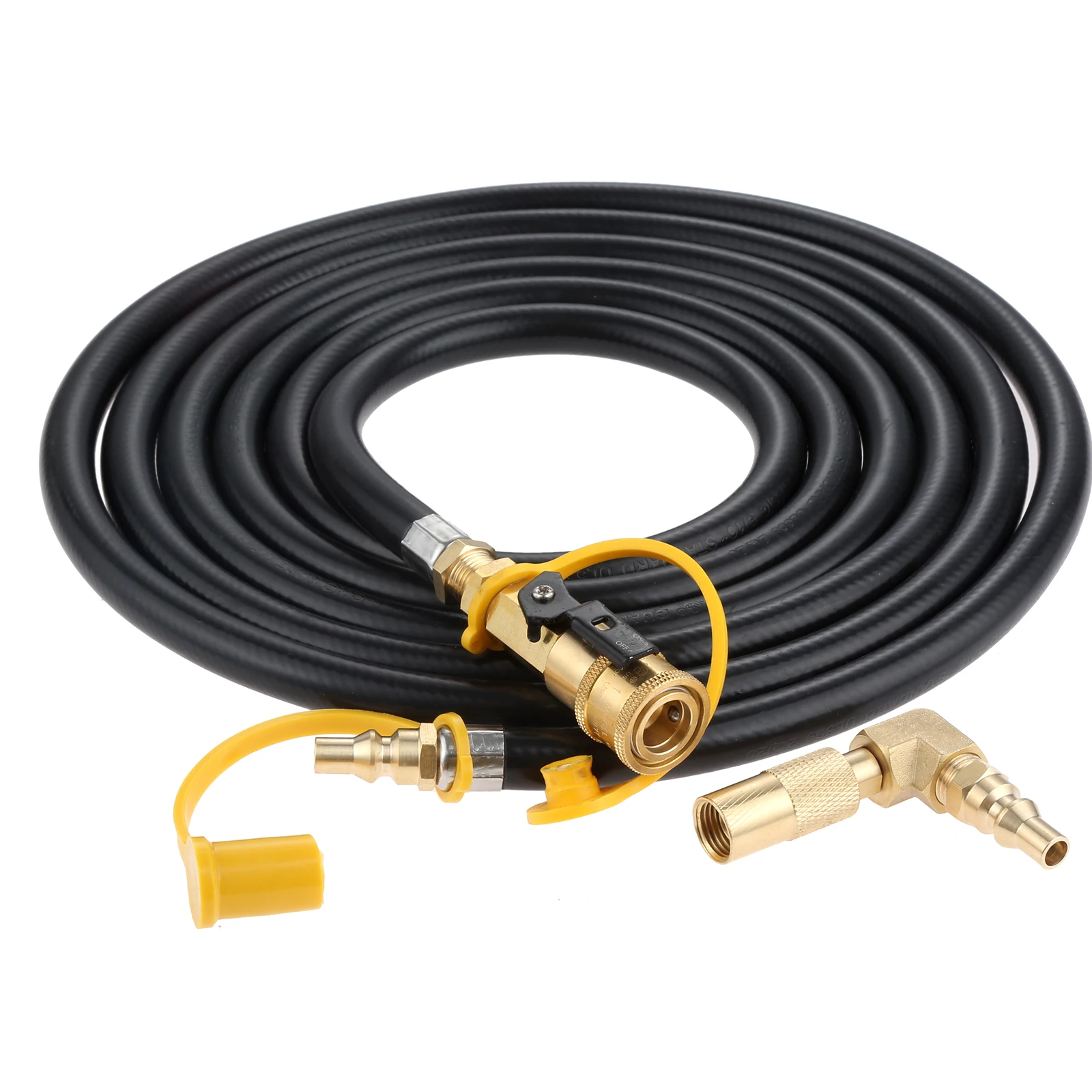 

12 Feet RV Propane Quick Connect Hose with 1/4 inch Shutoff Valve Elbow Adapter for RV LP Gas 17"/22" System Blackstone Griddles