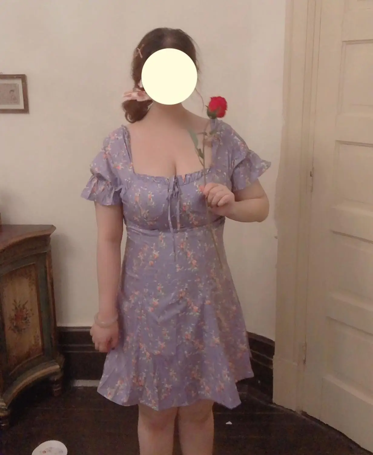 Abito viola francese retrò fata vestito da ragazza fata estate collo quadrato corto abito elegante di grandi dimensioni cosplay L-4XL di grandi dimensioni