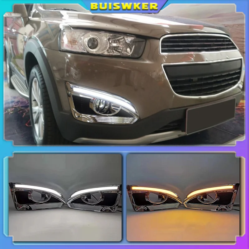 

2Pcs For Chevrolet Captiva 2014 2015 2016 turn Signal Relay Car-styling 12V LED DRL Daytime Running Lights with fog lamp hole