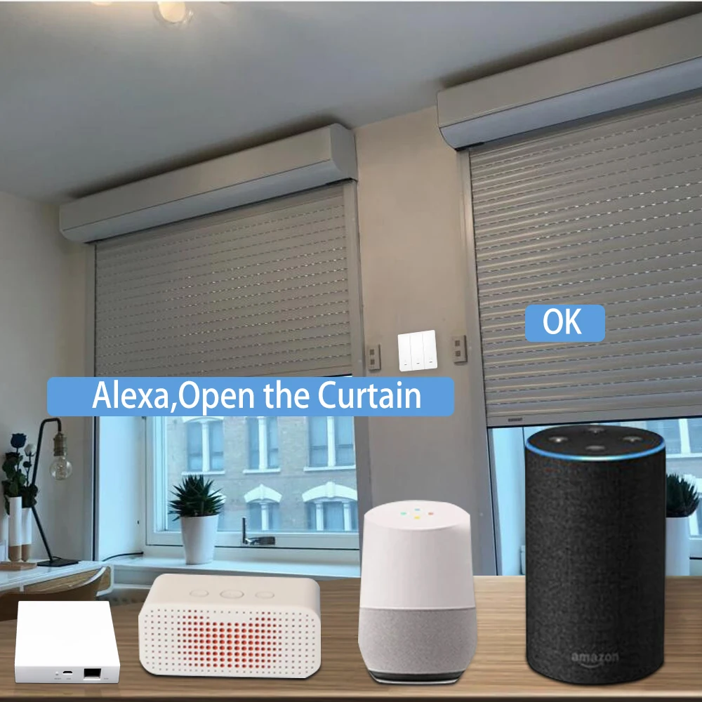 Interruptor inteligente para cortinas tuya eu zigbee, controle remoto com cortina de rolo, funciona com alexa e google home