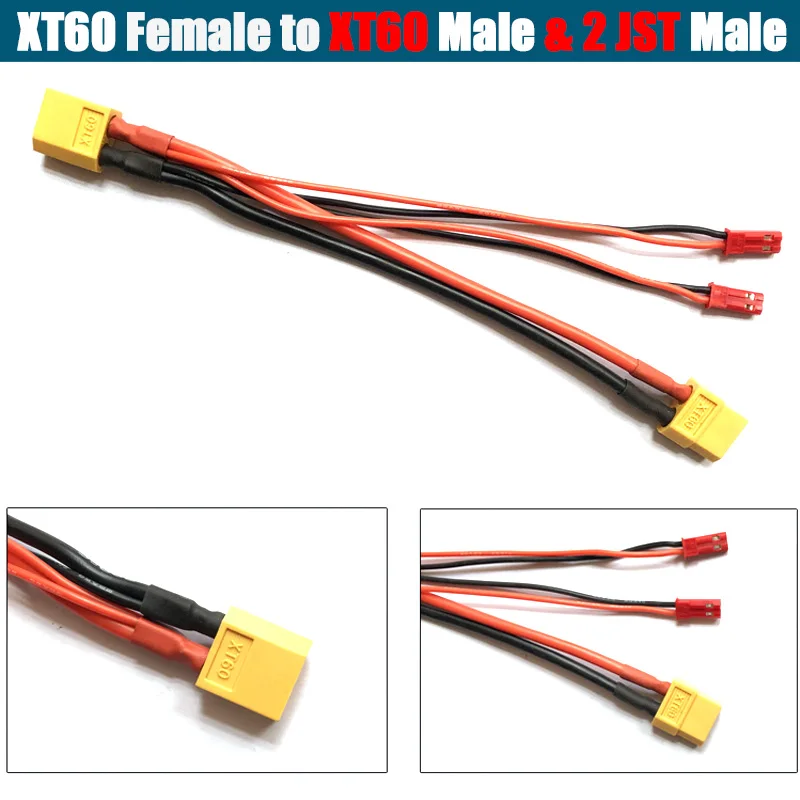 XT60 XT90 TPlug EC5 TRX JST Plug Parallel Battery Connector Cable Extension Y / O Splitter Plug Adapter With AWG Wire for RC FPV