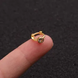 1 PCS Simple Cute Little Circle CZ Ear Hoop Cuff Earrings  Women Trendy Round Zircon Copper Ear Cartilage Piercing helix Jewelry