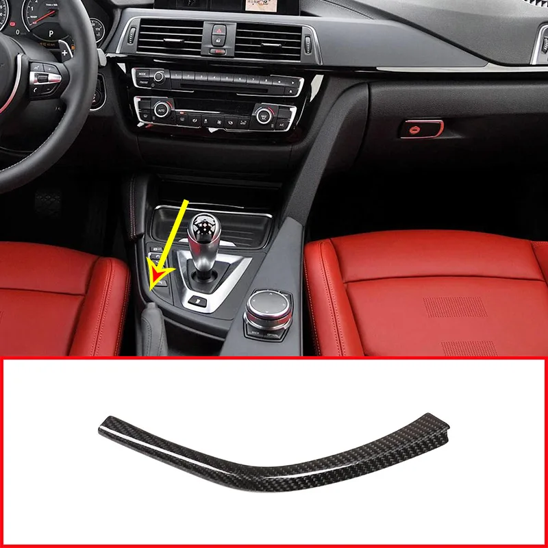 Real Carbon Fiber Car Styling Car Gear Shift L Shape Strips Trim For BMW F80 F82 F83 M3 M4 2014-18 LHD Car Interior Accessories