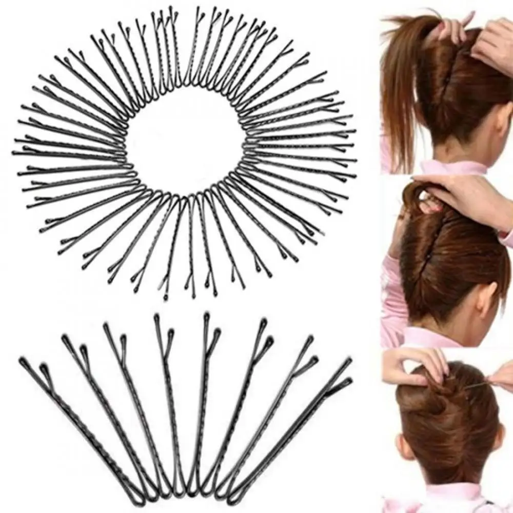 

60 Pcs Black Hairpins Metal Invisible Waved Hair Clips For Women Lady Bobby Salon Pins Grips Hairpins Barrette Styling Tools