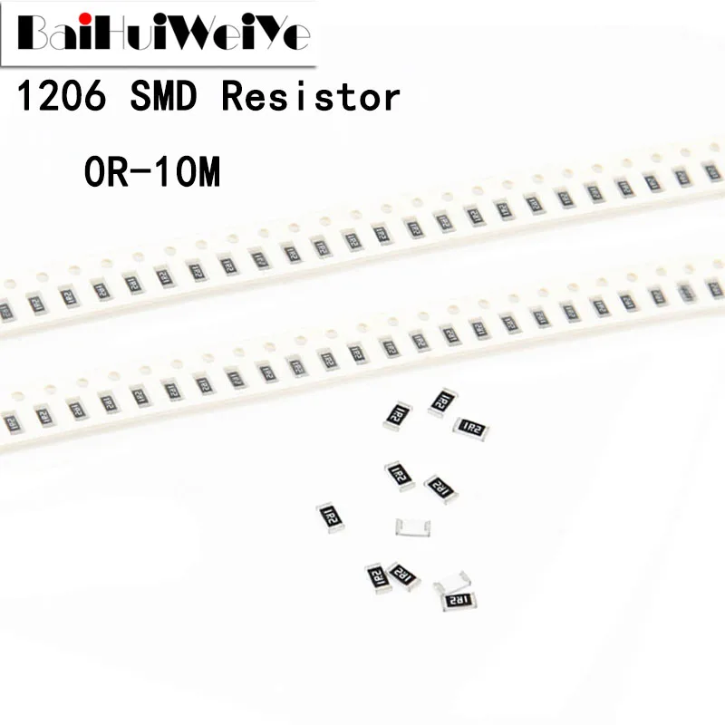 

100Pcs/Lot 1206 SMD Resistor 0R ~ 10M 1/4W 0 1 10 100 150 220 330 ohm 1K 2.2K 10K 100K 0R 1R 10R 100R 150R 220R 330R 47K 51K