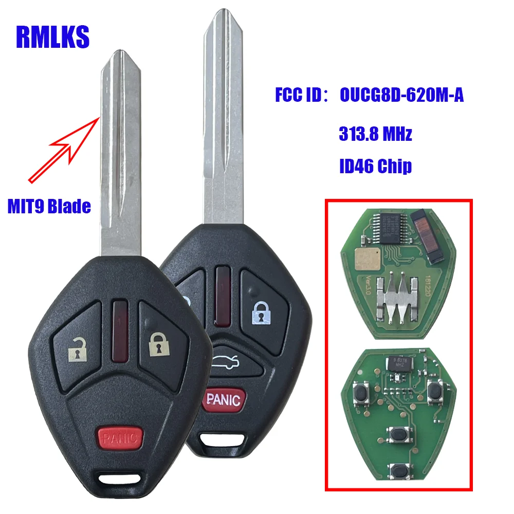 

Remote Head Key Transponder Chip ID46 For Mitsubishi OUCG8D-620M-A 313.8Mhz For Mitsubishi Galant Eclipse 2007-2012 3/4 Button