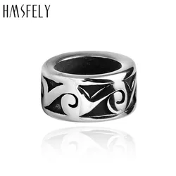 HMSFELY Stainless Steel Cloud Pattern Ring Beads For DIY Leather Bracelet Jewelry Making 8mm Hole Size Accessories Bead 5pcs/lot