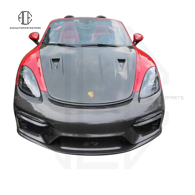 For Porsche 718 Cayman Boxster RS Real Carbon Fiber Front Bumper Bonnet Engine Hood Vent Cover