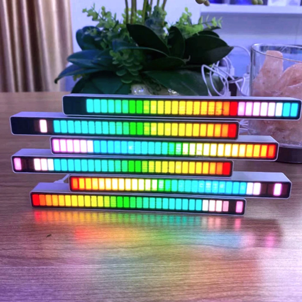 RGB Activated Music Rhythm Lamp Bar Sound Control LED Car Atmosphere Light Bar Colorful Music Ambient Pickup Lamp