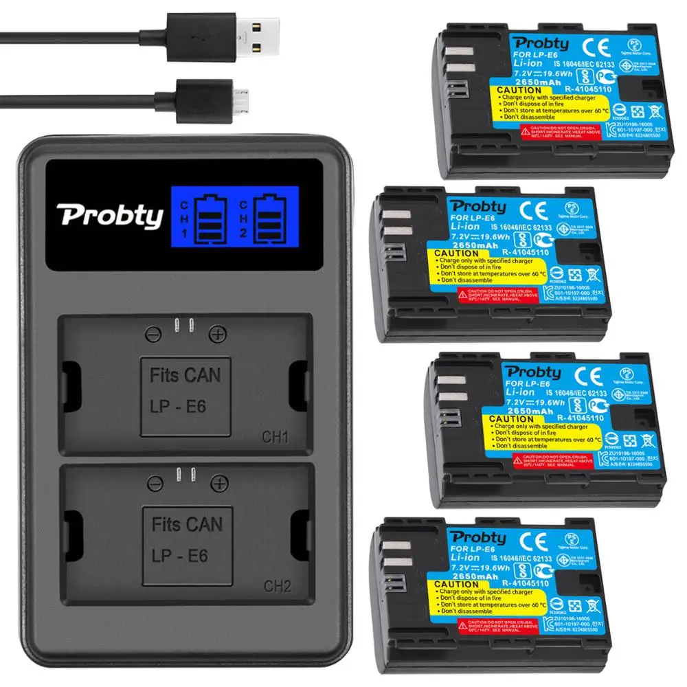 2650mah LP-E6 lp e6 lpe6 bateria ou lcd carregador duplo para canon eos 5d2 5ds r mark ii 2 iii 6d 60d 7d 7d2 70d 80d