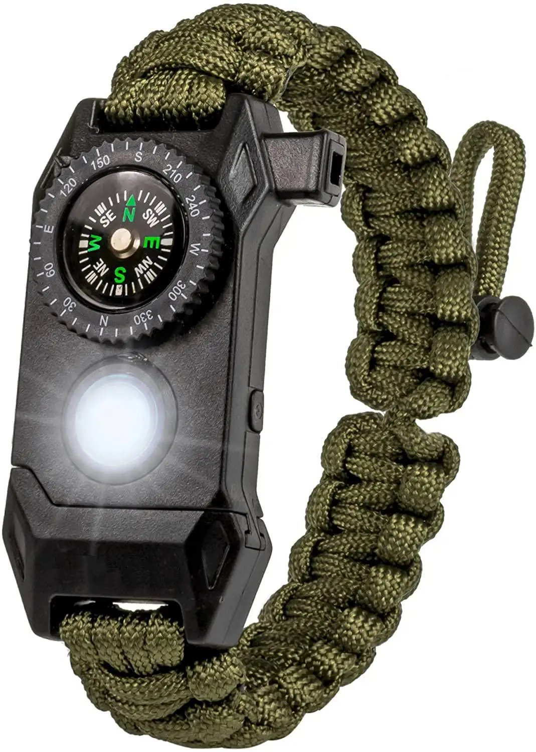 Outdoor LED Light Survival Men Emergency Rescue Wristband SOS Bracelet Umbrella Rope Compass Sport Whistle Bracelets Camping