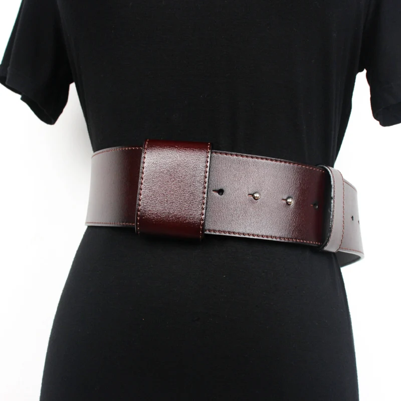 

Women's runway fashion genuine leather Cummerbunds female Dress Corsets Waistband Belts decoration wide belt R1859