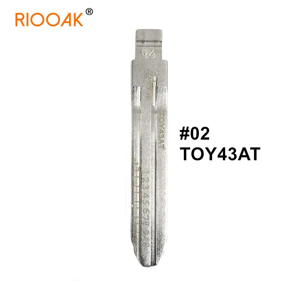 5pcs TOY43AT #02 Lishi 2 IN 1 Uncut Metal NO. 02 Scale Blank Car Key Engraved Line Blade For Toyota Corolla Crown Reiz Camry