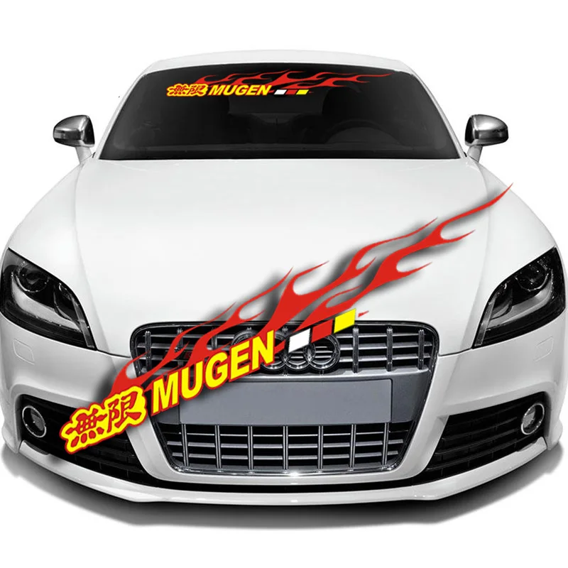 Reflective MUGEN Front Rear Windshield Decal Vinyl Car Stickers Auto Window Exterior DIY Modifield Decorations