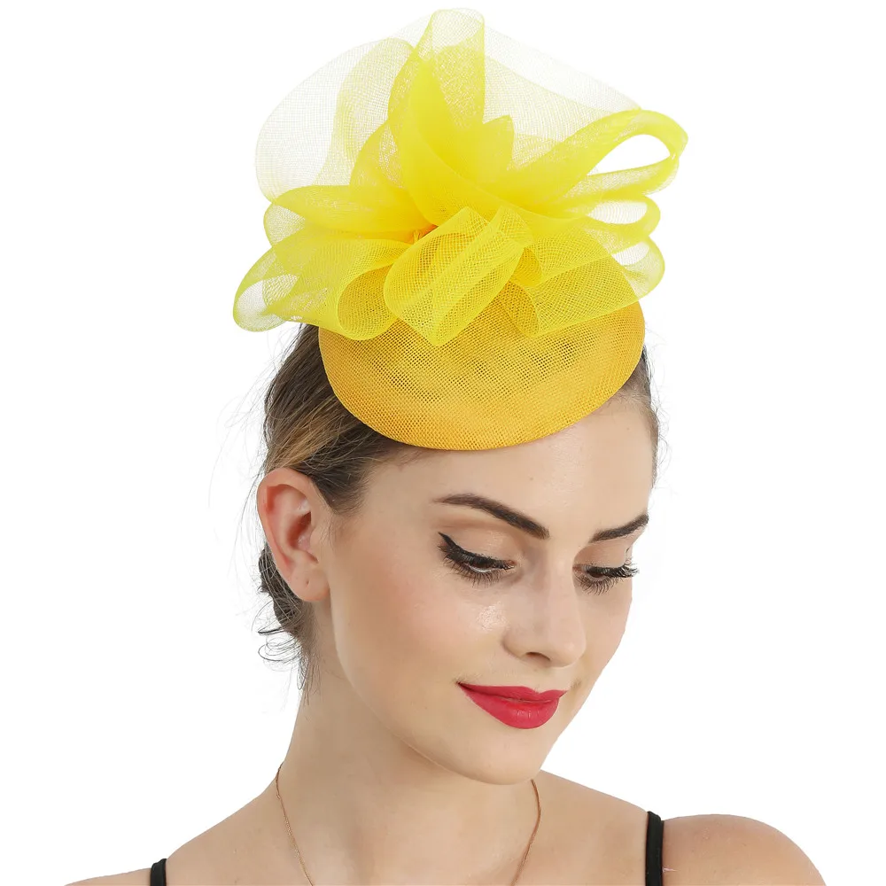 Women Fashion Hair Wedding Accessories Fascinator Hat Bridal Mariage Hat Headwear With Hair Combs Fancy Feather Accessories