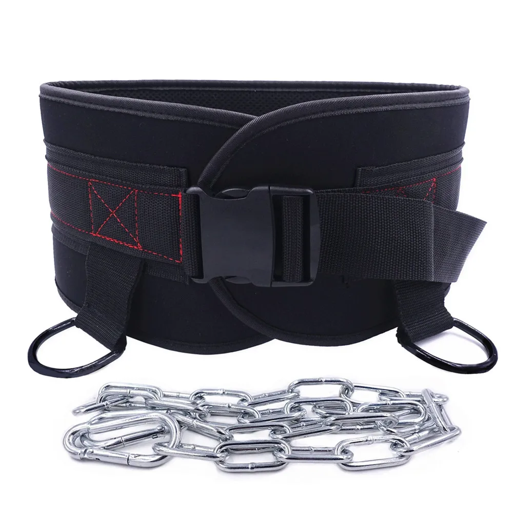 Gym Weight lifting Belt  with Chain Weights for Crossfit Kettlebell Workout Bodybuilding Pull Up Comfortable Waist Dip Belt