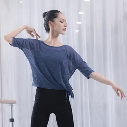 Top de Ballet Latino para danza del vientre, camisa de blusa transparente, disfraz para mujer, Ropa de baile de vientre, ropa de bailarina