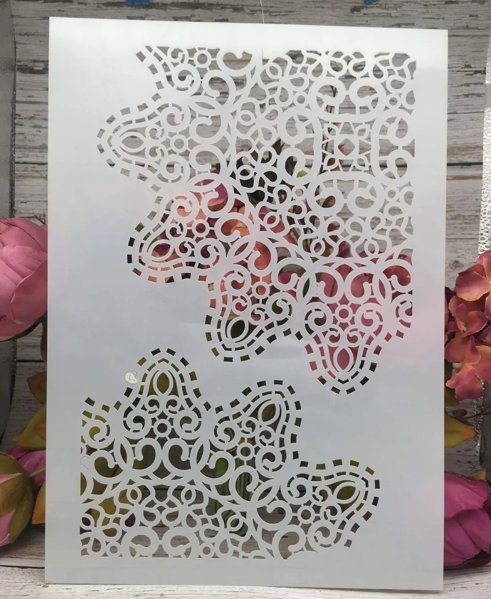 4Pcs/Lot A4 Circle Floral Flower DIY Layering Stencils Painting Scrapbook Coloring Embossing Album Decorative Card Template