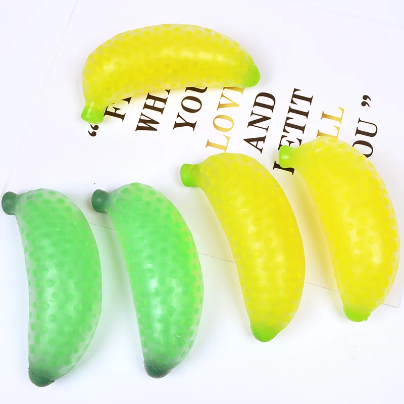 12cm Cute Banana with Small Soft Beads Relieve Pressure Hand Fidget Toy TPR Squeeze Decompression Toys Adults Children Kids Gift