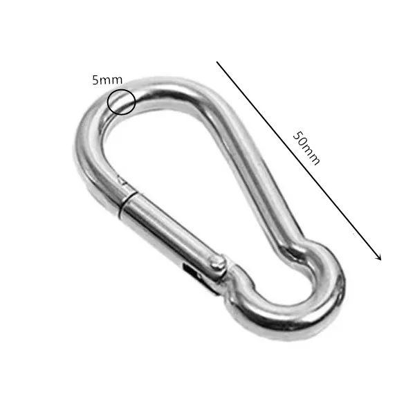 304 Stainless Steel Carabiner Spring Snap Hook Quick Connection D-Ring Keychain Clip Buckle for Camping Hiking Mountaineering