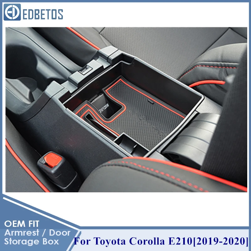 Para Toyota Corolla E210 2019 2020, accesorios para automóviles, caja de almacenamiento para reposabrazos Central de coche, contenedor negro para coche, estuche organizador de guantes