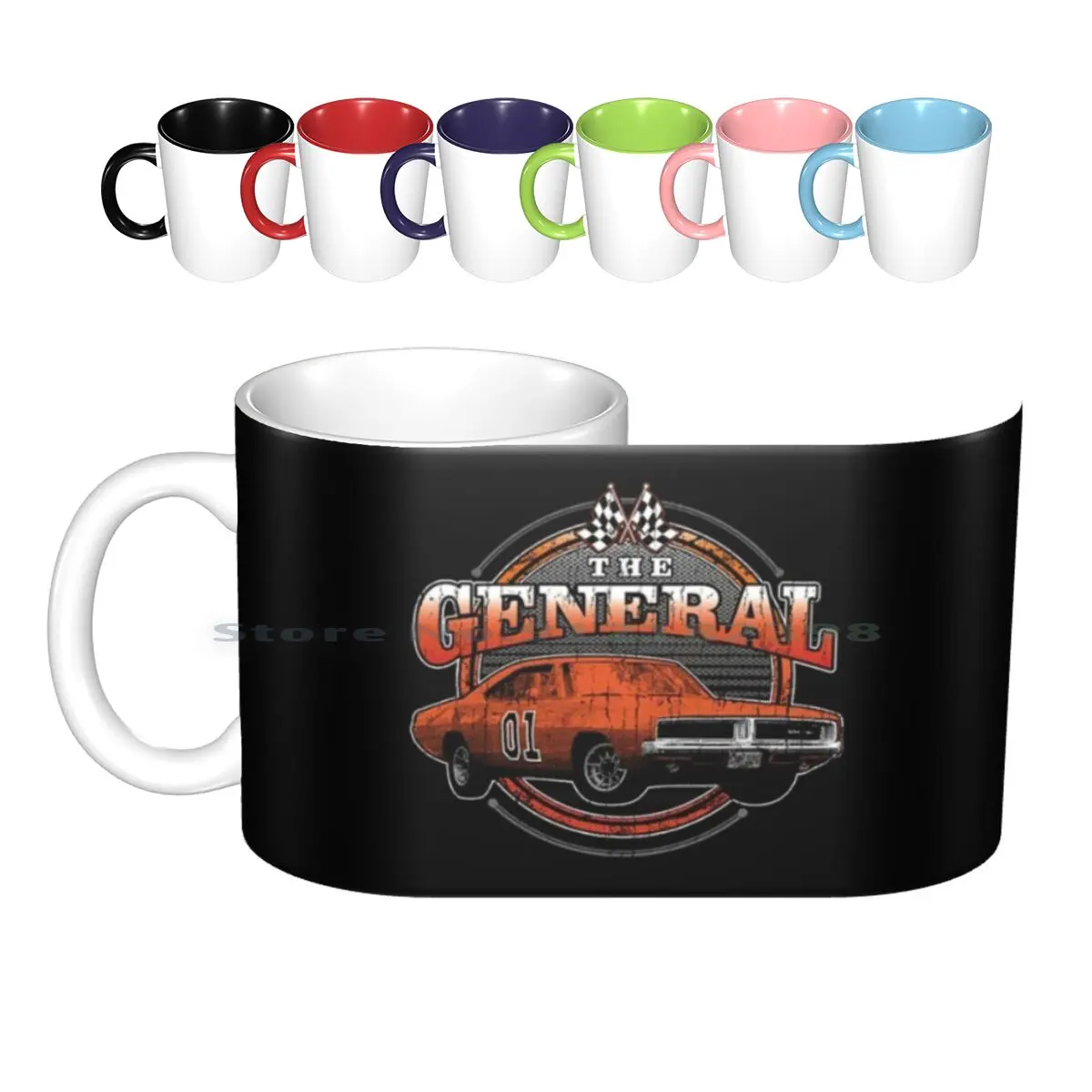 The General T-Shirt Ceramic Mugs Coffee Cups Milk Tea Mug Of Hazzard 80s Cars Daisy Dixie Charger General Lee Muscle Car