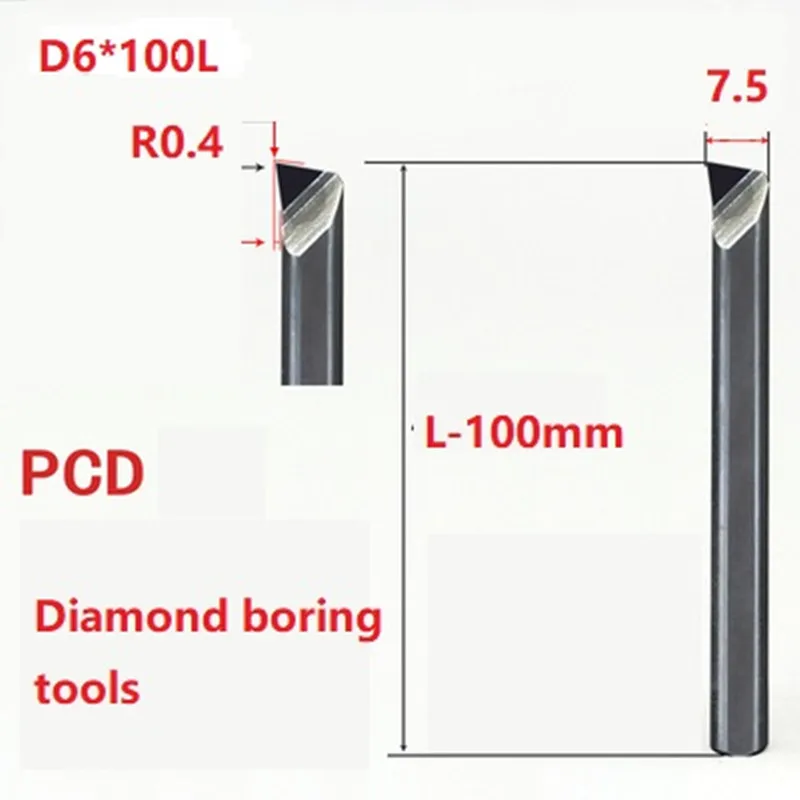 Outil de perçage de diamant tour à tourner, outils d\'alésage PCD CNC barre de forage corps en acier, outil de trou de 6mm pour le traitement de