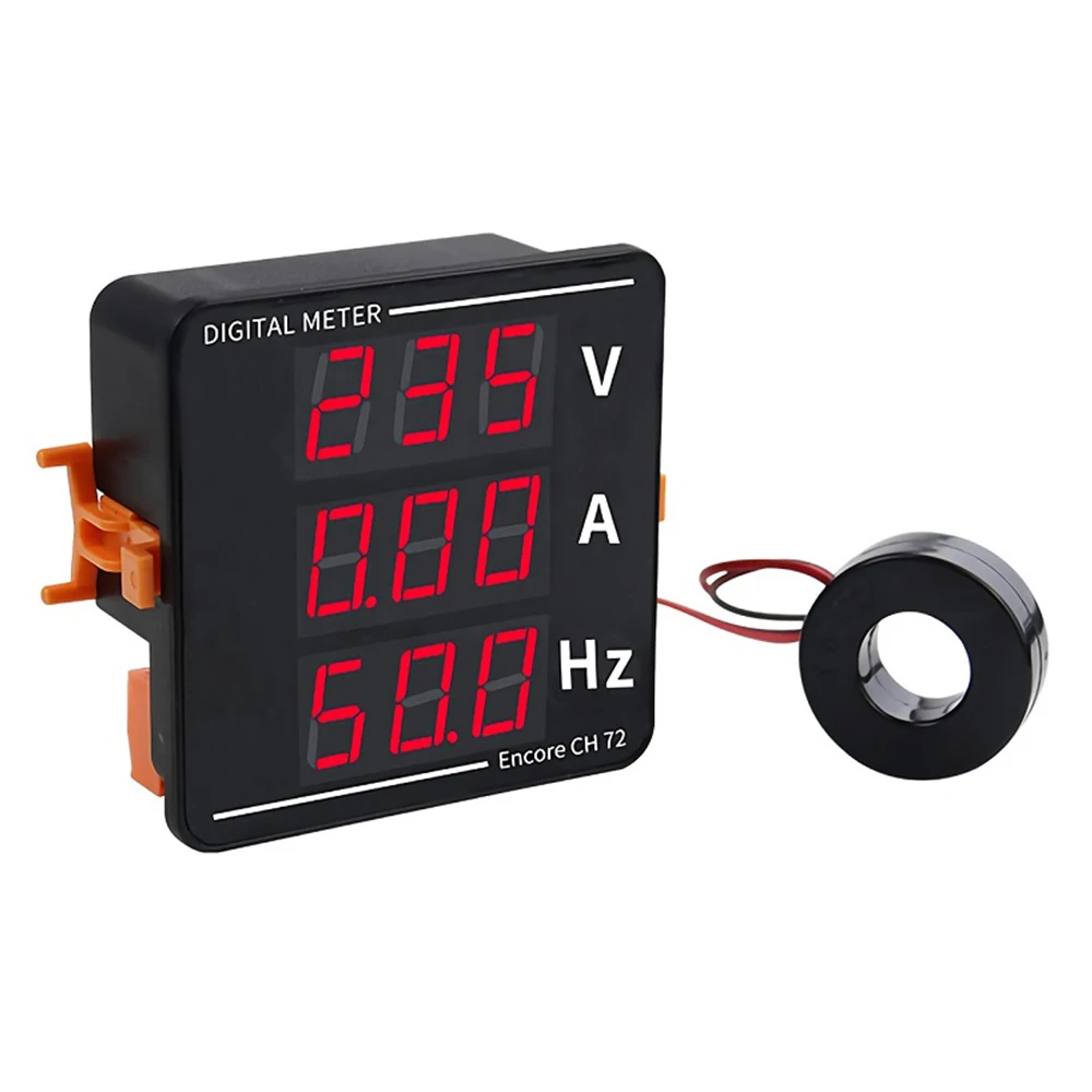 Three Display AC Ammeter Voltmeter Frequency Meter AC50-500V AC0-120A 10-99.9Hz