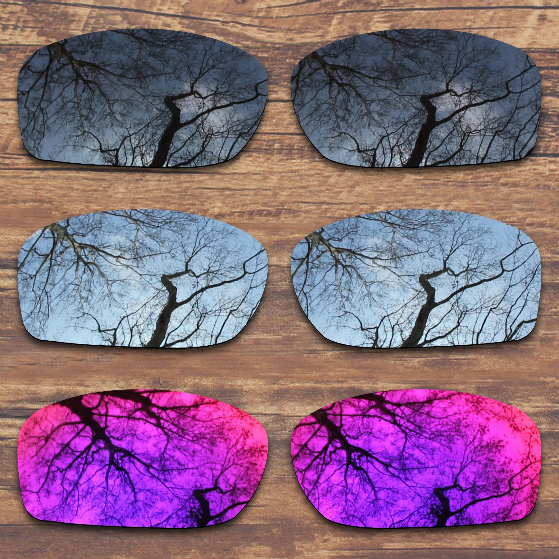 

Millerswap 3 Pairs Black.Silver.Midnight Sun Polarized Replacement Lenses for Oakley Fives Squared Sunglasses