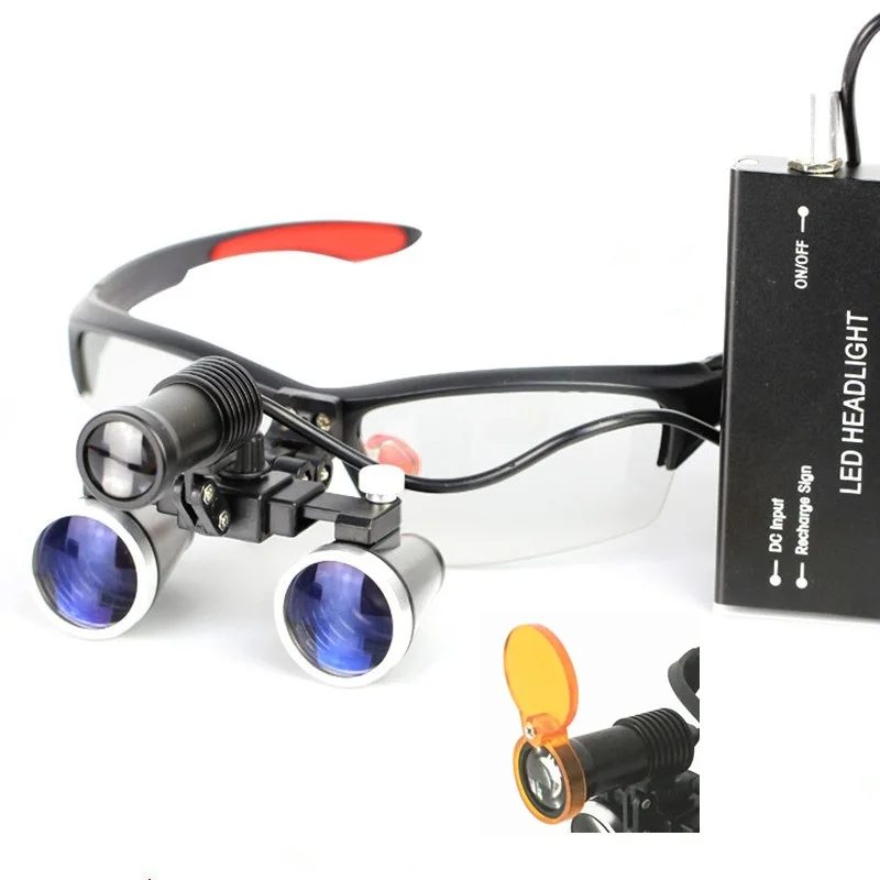 

Dental Filter 2.5/3.5X420mm Surgery Surgical Medical Operation Dental Loupes Binocular Magnifier 5WLED Headlight Headlamp