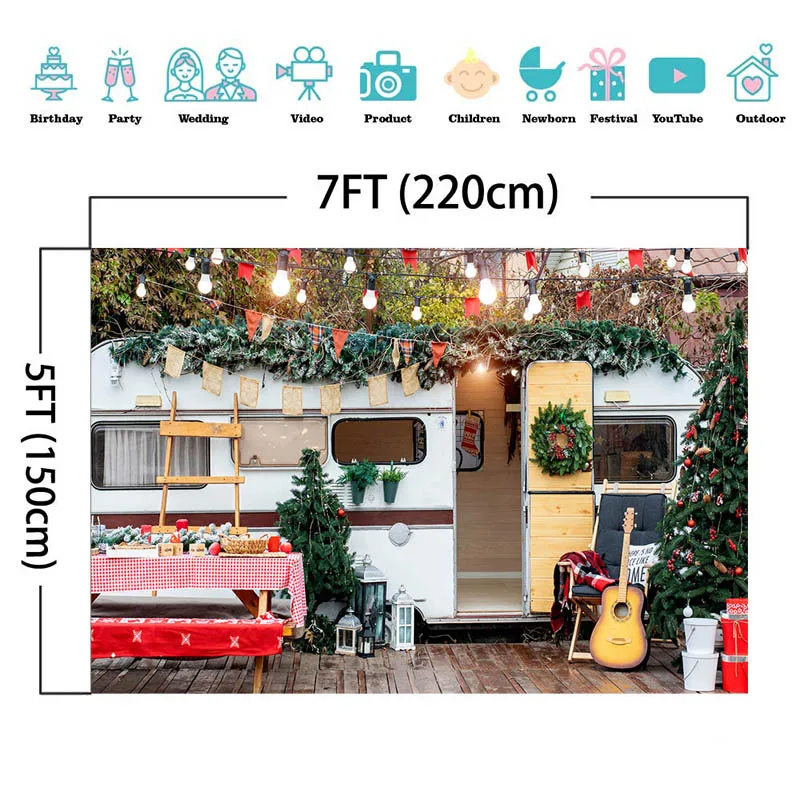 Winter Wild Camping Christmas Tree Photography Backdrop Outdoor Child Birthday Family Portrait Background Photo Studio Photocall