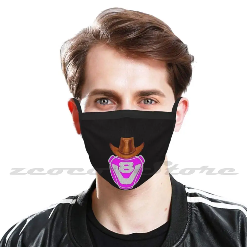 V8 Cowboy Hoed Roze Masker Doek Herbruikbare Print Filter Wasbare V8 Cowboyhoed Ierse Vrachtwagens Tang Tangtrucer Meisjes Vrouwelijke Bestuurder