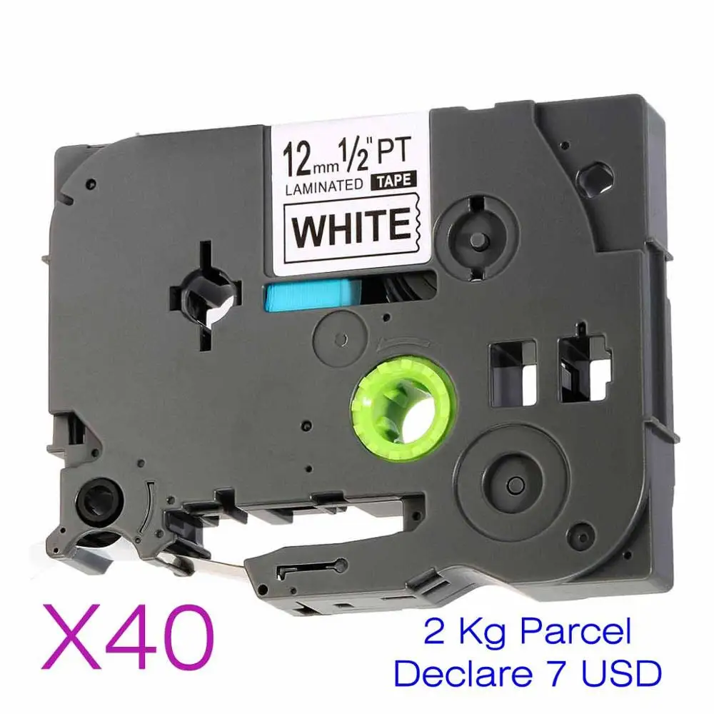 40 Black on White Label Tape 12mm, Tze 231 P Touch Tape Compatible for Brother PT-D200 PT-D210 PT-H100 PT-H110 PTD400AD PT-1290