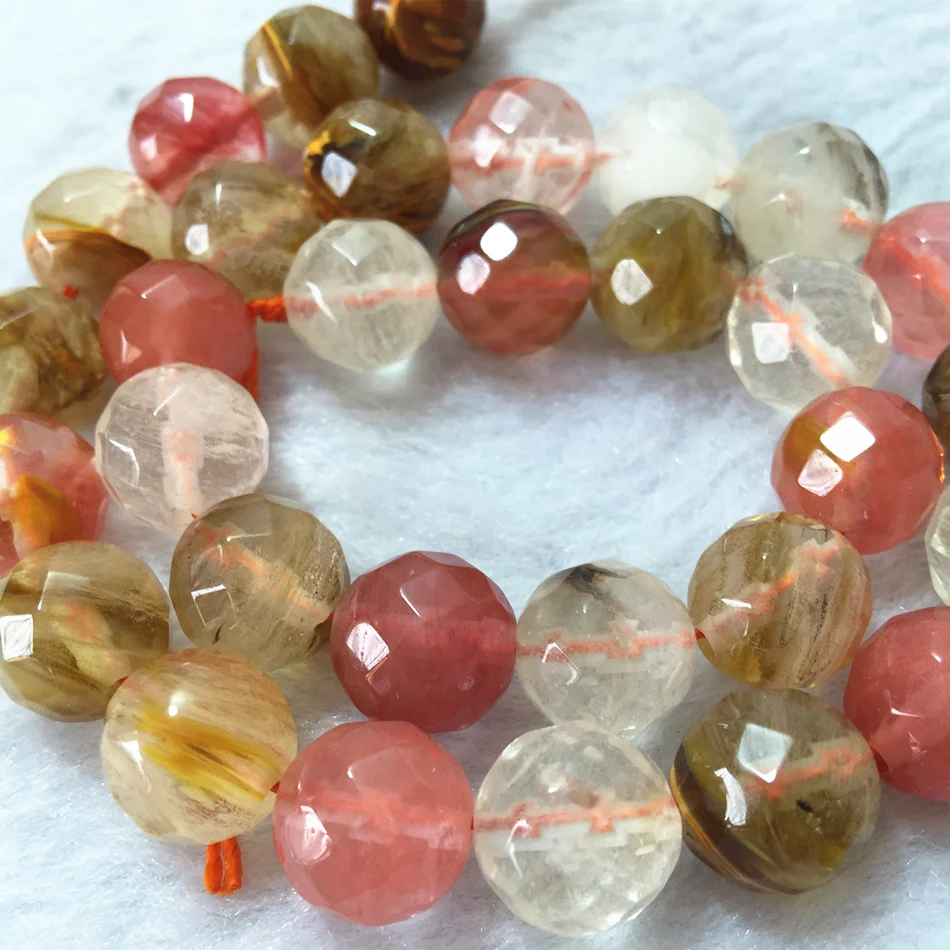 Romantic Tourmaline stone multicolor Watermelon jades crystal Faceted Round 4mm 6mm 8mm 10mm 12mm Loose Bead 15'' M5