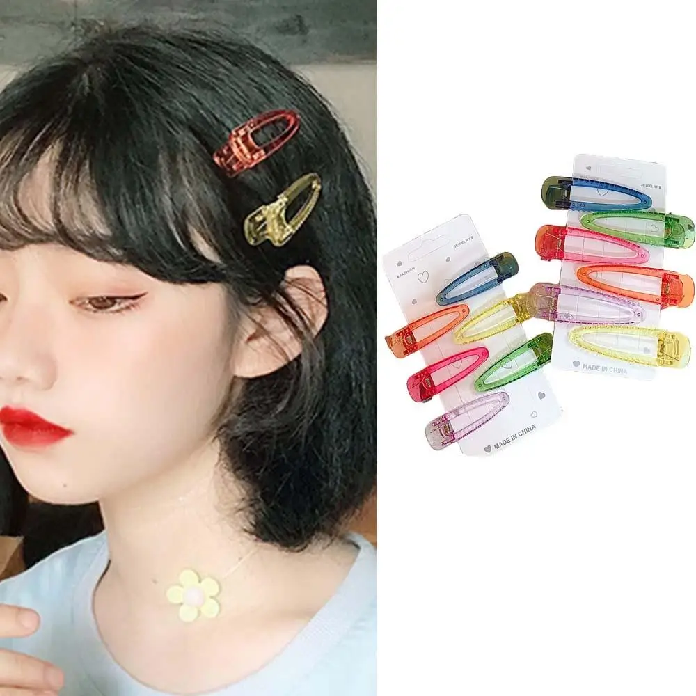 2 Pcs Fluorescent Color Transparent Hair Clip Women Bright Duckbill Hairpin Barrettes Female Hair Accessories