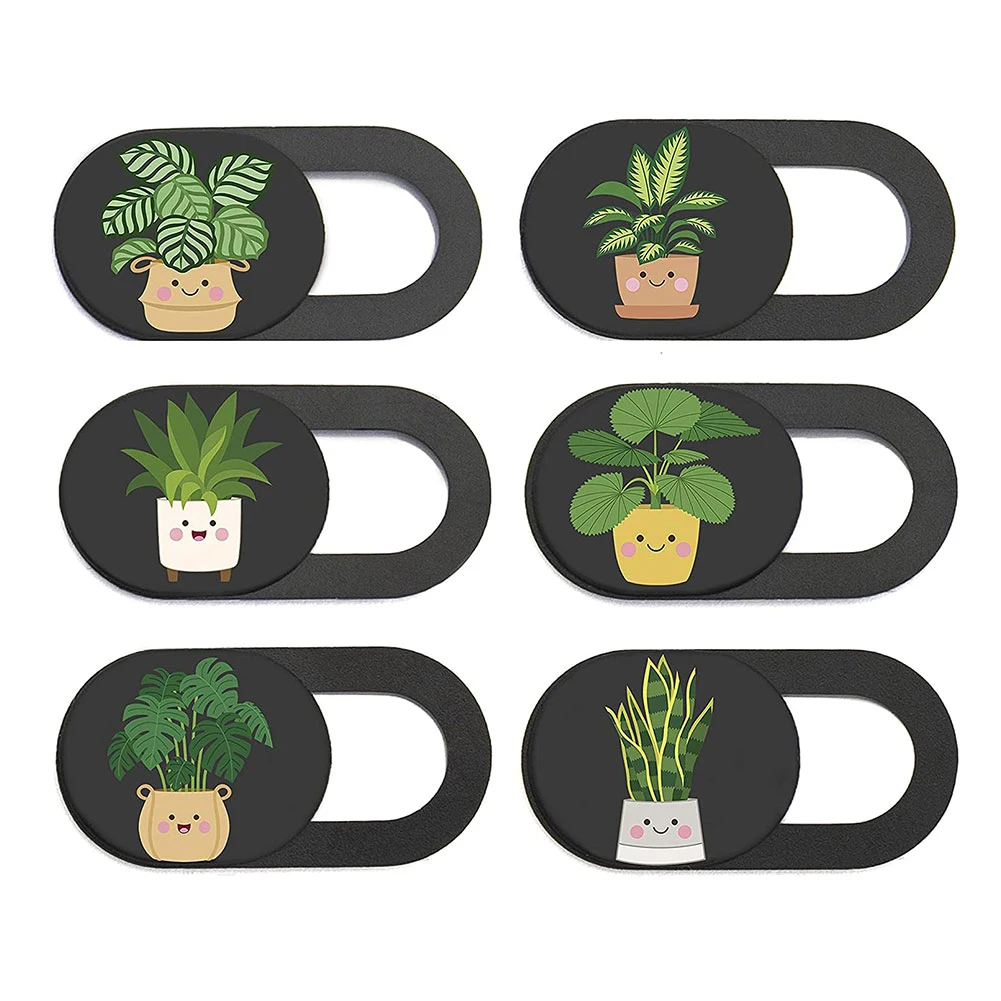 6pcs/set Cute Plant Camera Webcam Privacy Cover Slide Phone Camera Lens Blocker Laptop Privacy Protector Masking Sticker for PC