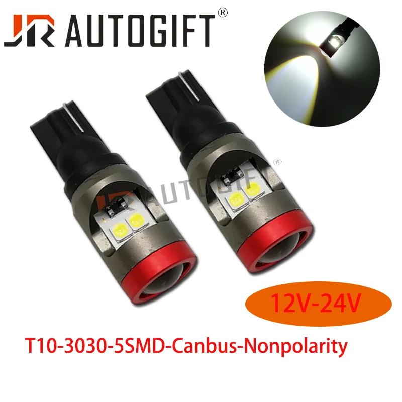 

50PCS T10 5W LED T15 3030 5 LED Car Light Canbus NO OBC ERROR IC driver Auto Wedge Lamp W5W Led Parking Bulb 12V-24V