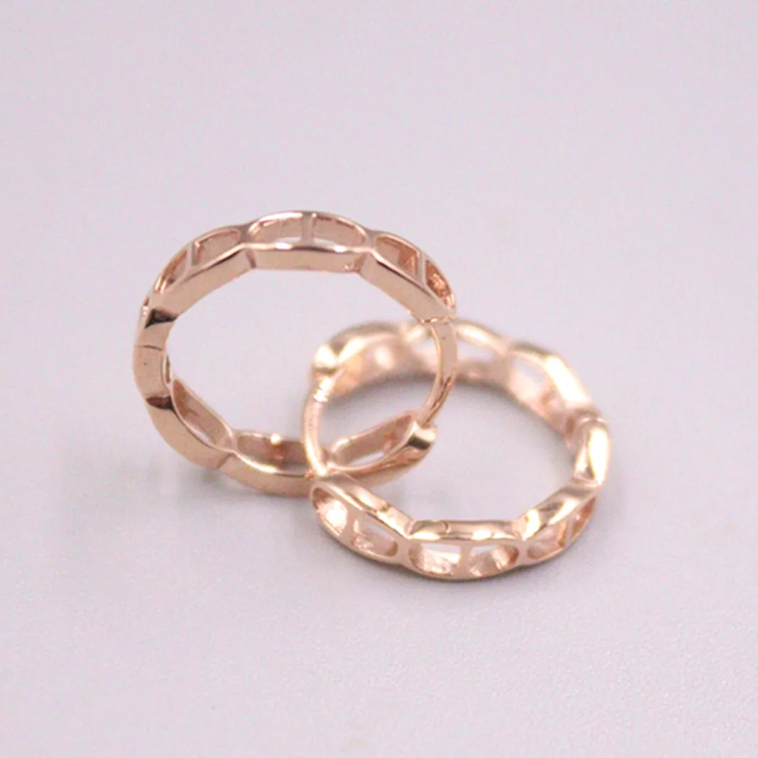

Pure Solid 18K Rose Gold Ear Ring Women Craved Lovely Pig Nose Shape Circle Hoop Earring