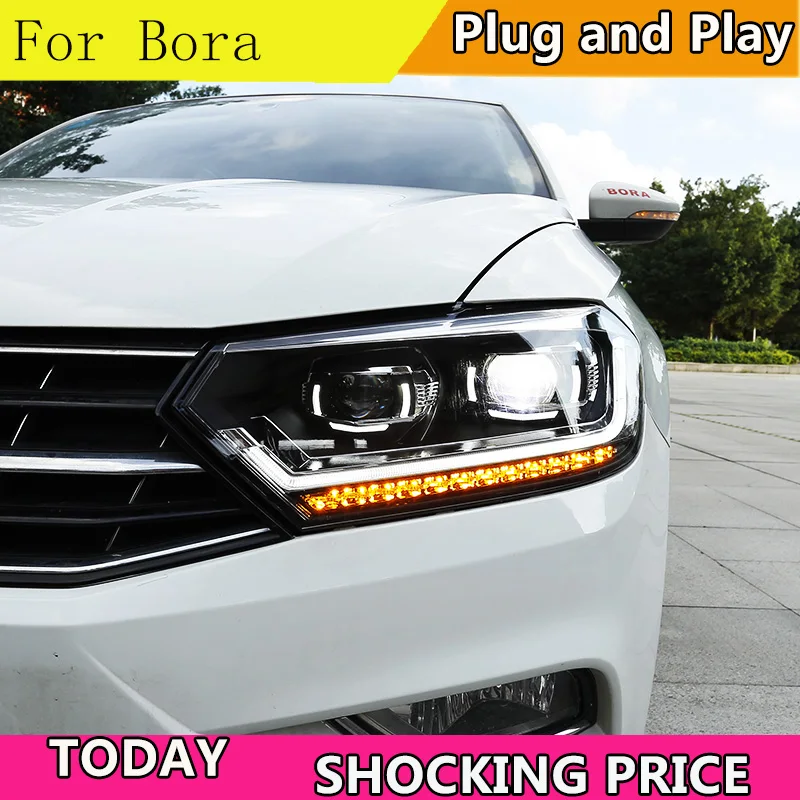 

Car Styling For VW Bora headlights 2016-2017 For Bora head lamp led DRL front Bi-Xenon Lens Double Beam HID KIT