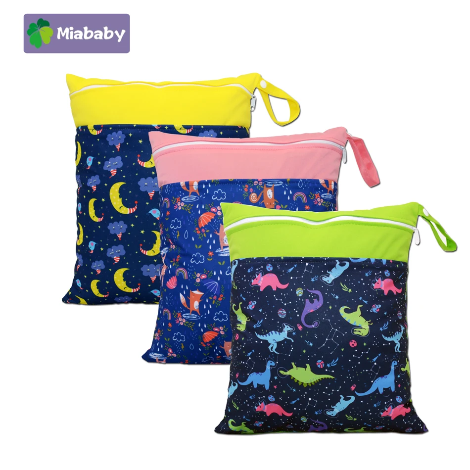 Miababybolsa húmeda impermeable lavable, reutilizable para viajes, playas, piscinas, cochecitos, pañales, ropa de gimnasio sucia, traje de baño