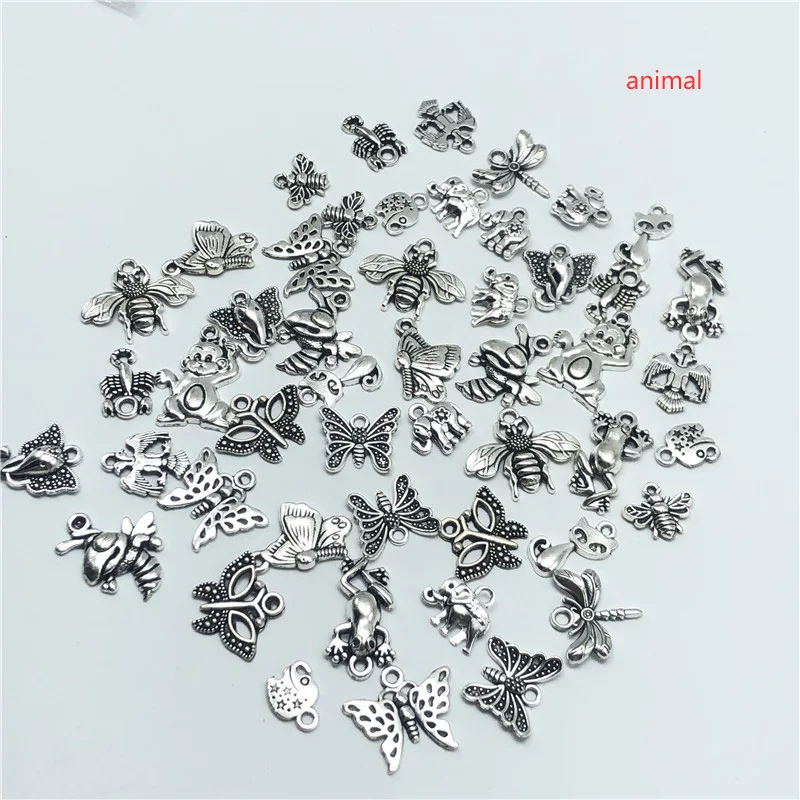 Alloy 30pcs Mixed batch Tibetan silver starfish turtles shell dolphins tortoise hippocampus Charm pendant jewellery Wholesale