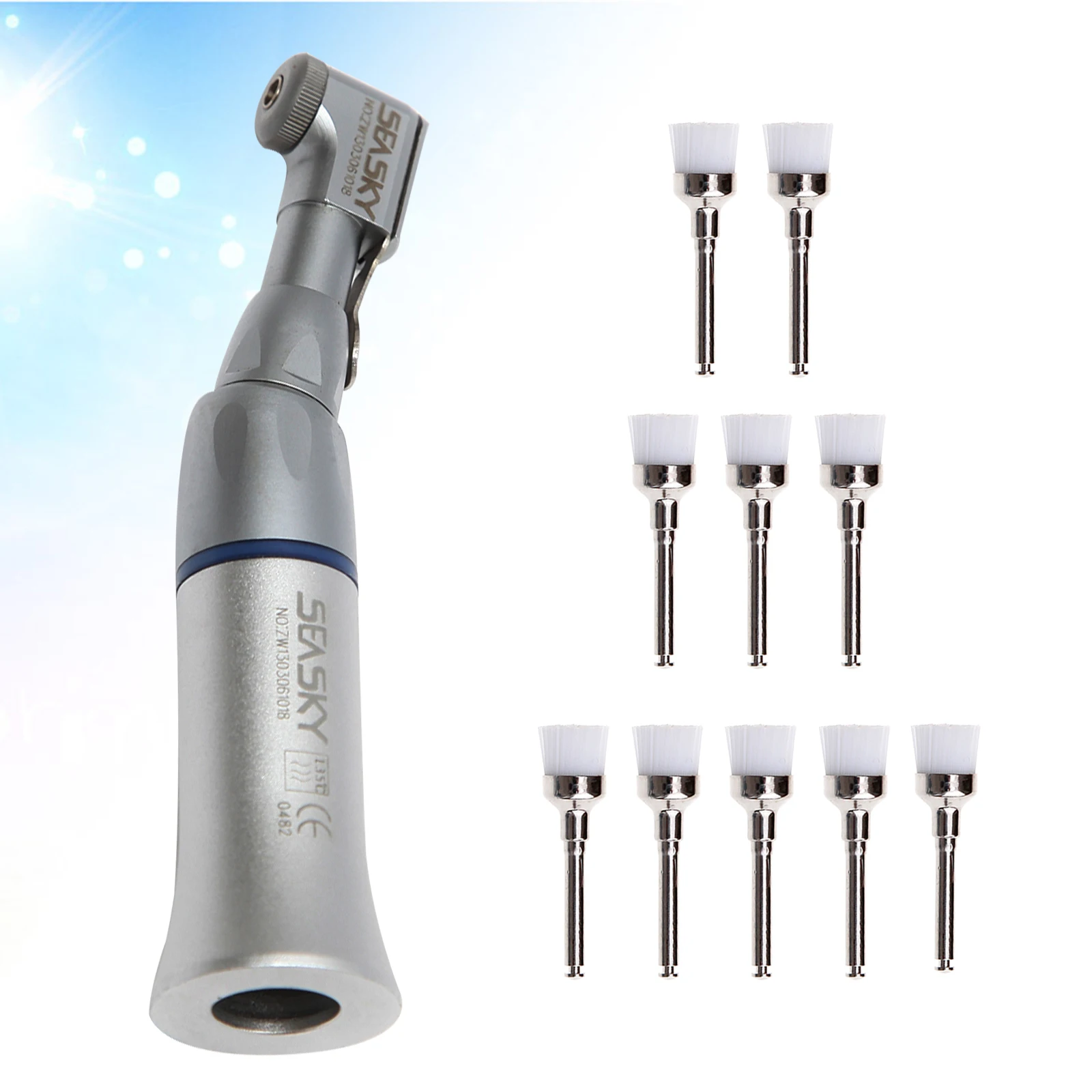 NSK Style Dental Slow Speed Contra Angle Handpiece E-type Latch Head Stainless Steel Extra Water Spray+10pcs Polishing Brush #1