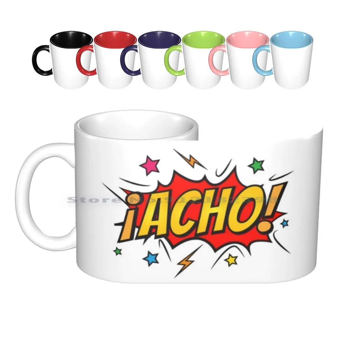 ¿? ¡Acho! Tazas de café de cerámica, tazas de té con leche, Geek, 80s, Flash, superhéroe, cómic de relámpago, Portugal, España, tendencia creativa