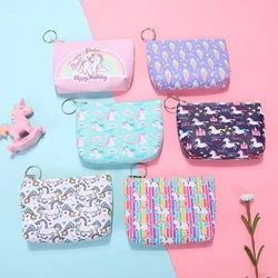 Women Girl Unicorn Printing Mini Portable Bags Fashion PU Coin Purse Card Holder Wallet Key Zipper Pouch Make up Cartoon Bag