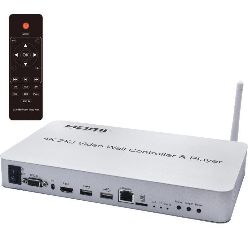 4K 2x3 HDMI Video Wall Controller With Player  KVM USB Mouse Keyboard RS232 Support Wifi and DLAN Connection