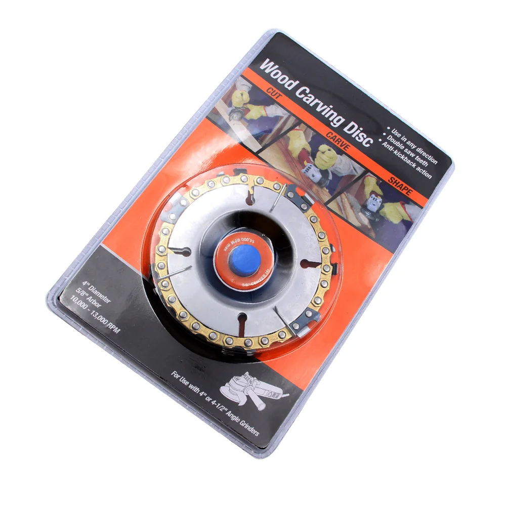 Angle grinder with 4 inch 7 tooth chain disk woodworking chain saw disk cutting blade wood slotting saw blade