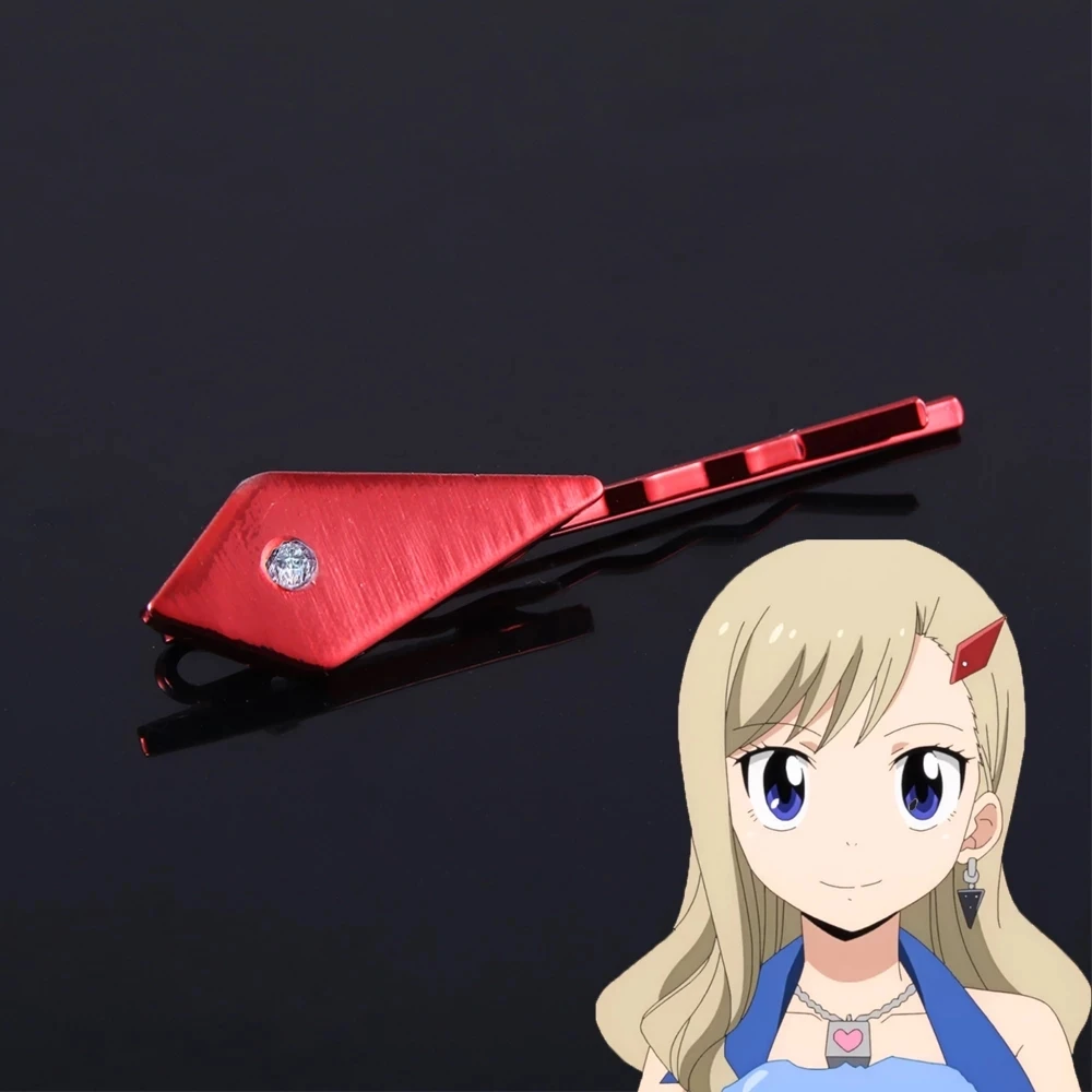 دبوس مشبك شعر كارتوني EDENS ZERO Rebecca للنساء، دبوس شعر كريستالي هندسي أحمر، أغطية رأس، ملحقات تصفيف الشعر #1